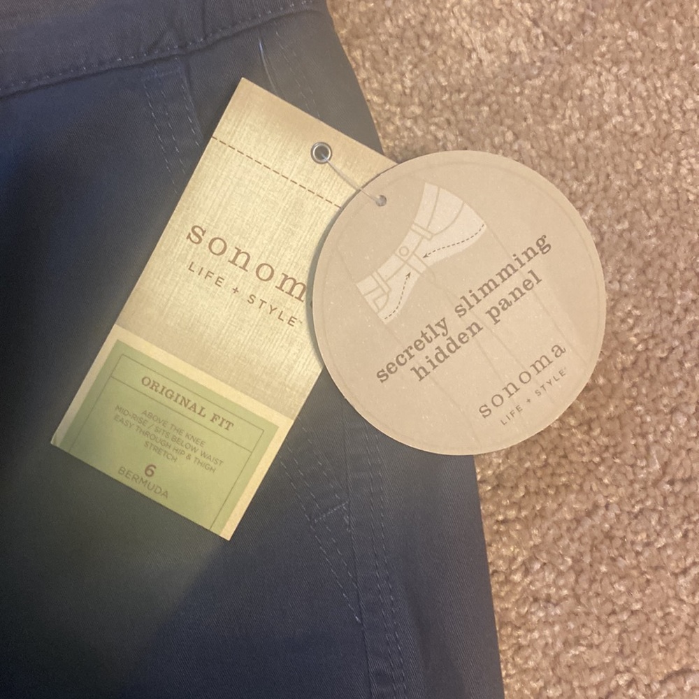 NWT Sonoma Life & Style Original Fit Blue Bermuda Shorts Size 6 - Picture 2 of 5